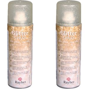 Set van 2x stuks fijne glitterspray goud