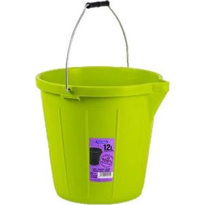 Stevige kunststof huishoud emmer met schenktuit lime groen 12 liter - Schoonmaak emmers