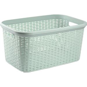 Plasticforte rotan wasmand - 35 liter - mintgroen - kunststof - badkamer - 53 x 36 x 26 cm