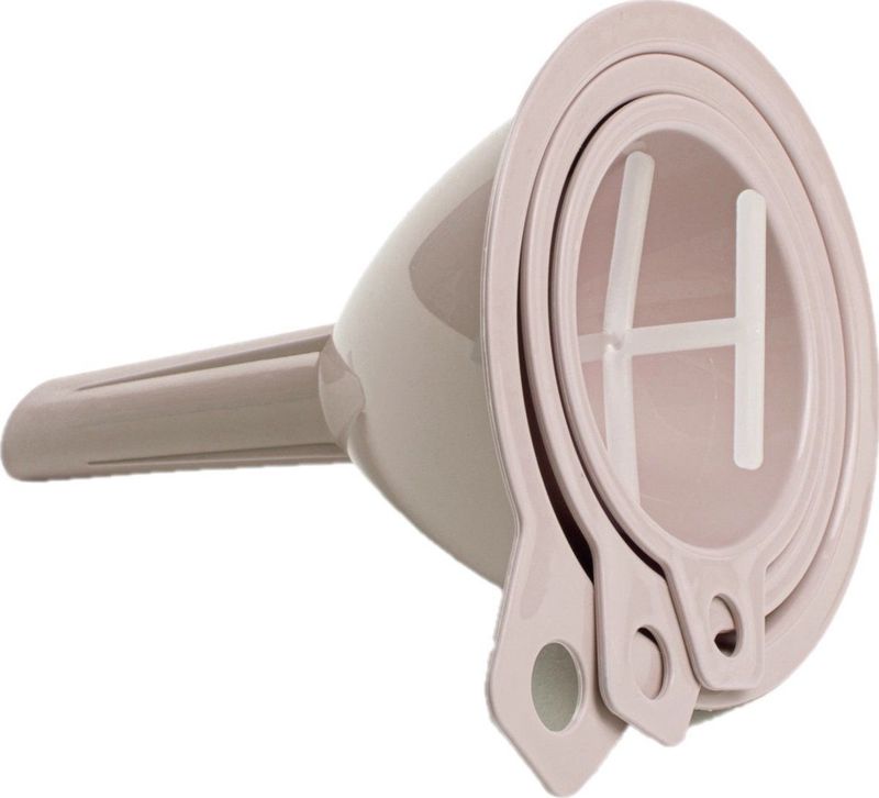 Trechters set taupe 3x-delig verschillende formaten - Keuken/camping artikelen - 6.5, 8 en 9.5 cm