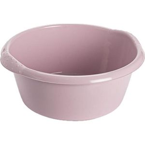 Kunststof plastic afwas teiltje/afwasbak rond 10 liter zacht roze - Diameter 38 cm x Hoogte 16 cm - Schoonmaak/huishouden