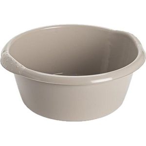 Kunststof plastic afwas teiltje/afwasbak rond 15 liter zacht beige - Diameter 42 cm x Hoogte 17 cm - Schoonmaak/huishouden