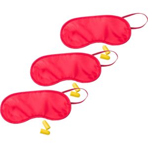 4x stuks slaapmasker rood met oordoppen - Slaapmaskers