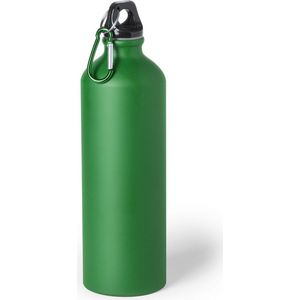 Aluminium waterfles/drinkfles groen met schroefdop en karabijnhaak 800 ml - Sportfles - Bidon