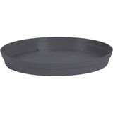 Bloempot Toscane kunststof antraciet grijs D20 x H17 cm inclusief onderschaal D15 cm - Bloempotten/plantenpotten set
