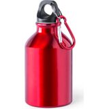 Aluminium waterfles/drinkfles rood met schroefdop en karabijnhaak 330 ml - Sportfles - Bidon