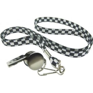 4x stuks fluitje Racing Scheidsrechter of Politie thema aan zwart/witte lanyard ketting