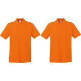Fruit of the Loom poloshirt premium - oranje - heren - katoen - 180 grams