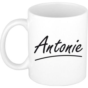 Antonie voornaam kado beker / mok sierlijke letters - gepersonaliseerde mok met naam