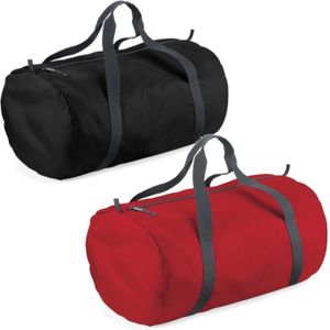 Set van 2x kleine sport/draag tassen 50 x 30 x 26 cm - Zwart en Rood - Zwemspullen/speelgoed en meer