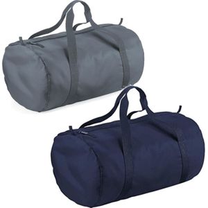 Set van 2x kleine sport/draag tassen 50 x 30 x 26 cm - Donkerblauw en Grijs - Zwemspullen/speelgoed en meer