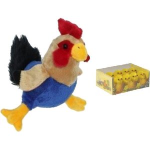 Pluche kippen/hanen knuffel van 20 cm met 8x stuks mini kuikentjes 3 cm - Paas/pasen decoratie