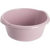 2x stuks kunststof plastic afwas teiltje/afwasbak rond 6 liter zacht roze - Diameter 32 cm x Hoogte 13 cm - Schoonmaak/Huishouden