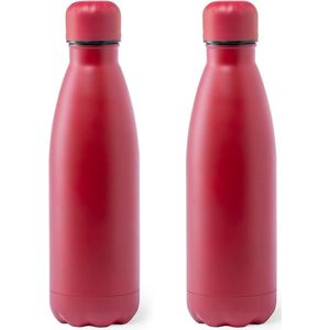 2x Stuks Rvs waterfles/drinkfles rood met schroefdop 790 ml - Sportfles - Bidon