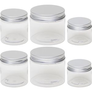 Set van 30x stuks kleine kunststof weckpotjes/inmaakpotjes 50/100/150 ml met schroefdeksel