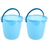 Set van 5x stuks blauwe schoonmaakemmers/huishoudemmers 10 liter van dia 28 cm