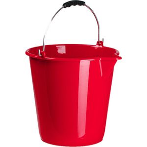 Set van 4x stuks kunststof huishoud emmers met schenktuit fuchsia roze 12 liter - Schoonmaak emmers