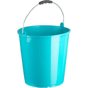 Set van 3x stuks blauwe schoonmaakemmers/huishoudemmers 15 liter 32 x 31 cm - Kunststof emmers met metalen hengsel