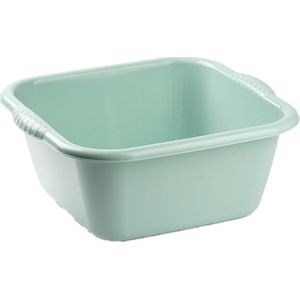 Set van 2x stuks kleine kunststof teiltjes/afwasbakken vierkant 3 liter mintgroen - Afmetingen 25 x 23 x 11 cm - Huishouden