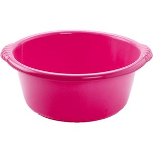 Set van 2x stuks kunststof teiltjes/afwasbakken rond 25 liter roze - Afmetingen 54 x 51 x 21 cm - Huishouden