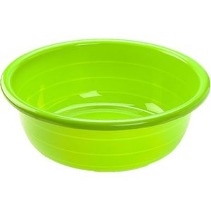 Set van 2x stuks grote kunststof teiltje/afwasbak rond 20 liter groen - Afmetingen 49 x 49 x 17 cm
