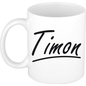 Timon voornaam kado beker / mok sierlijke letters - gepersonaliseerde mok met naam