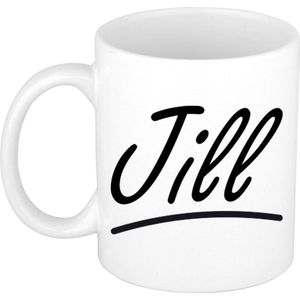 Jill naam cadeau mok / beker sierlijke letters - Cadeau collega/ moederdag/ verjaardag of persoonlijke voornaam mok werknemers