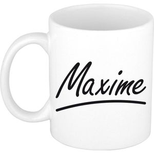 Maxime naam cadeau mok / beker sierlijke letters - Cadeau collega/ moederdag/ verjaardag of persoonlijke voornaam mok werknemers