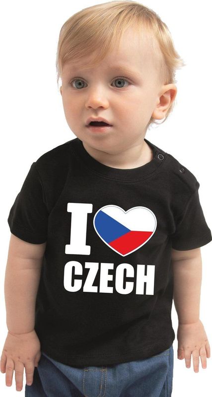 Bellatio Decorations - I love Czech - T-shirt - Zwart - Voor Jongens en Meisjes - 62