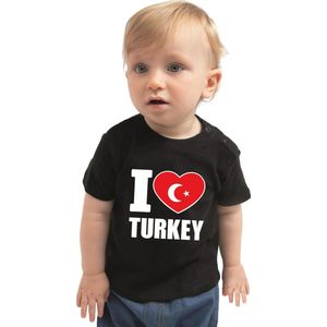 I love Turkey baby shirt zwart jongens en meisjes - Kraamcadeau - Babykleding - Turkije landen t-shirt 62
