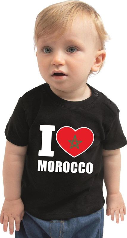 I love Morocco - T-shirt - Zwart - 100% Katoen