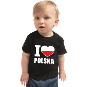 Bellatio Decorations - I love Polska - T-shirt - Zwart - Baby