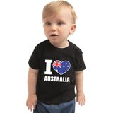 Bellatio Decorations - I love Australia - Baby Shirt - Zwart - 100% Katoen - 62
