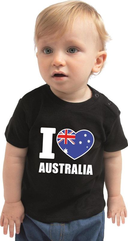 Bellatio Decorations - I love Australia - Baby Shirt - Zwart - 100% Katoen - 62