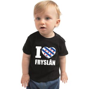 Bellatio Decorations - I love Fryslân - Baby Shirt - Zwart - 100% Katoen