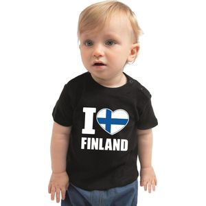 Bellatio Decorations - I love Finland - T-shirt - Zwart - Voor Jongens en Meisjes - 62