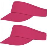 2x stuks roze zonneklep pet voor volwassenen - Katoenen verstelbare roze zonnekleppen - Dames/heren