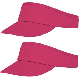 2x stuks roze zonneklep pet voor volwassenen - Katoenen verstelbare roze zonnekleppen - Dames/heren
