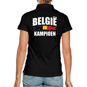 Zwart fan poloshirt voor dames - Belgie kampioen - Belgisch supporter shirt - EK WK outfit
