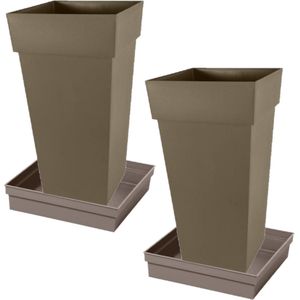 EDA - Toscane - Bloempotten Set van 2 - Taupe - Kunststof - 98 Liter