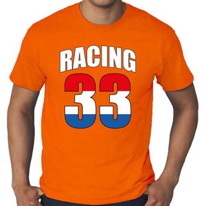 Grote maten shirt racing supporter race fan t-shirt - oranje - heren - coureur supporters