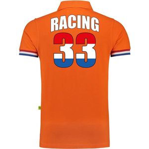Bellatio Decorations - Racing Poloshirt - Oranje - Katoen - 200 Grams