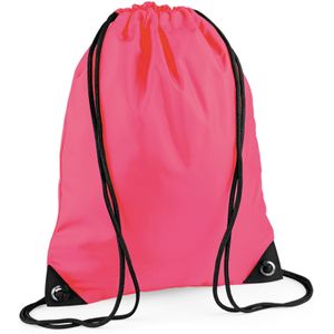 Nylon sport/zwemmen gymtas met rijgkoord - 45 x 34 cm - fluoriserend roze - Kinder tasjes - 12 liter