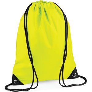 Nylon sport/zwemmen gymtas/ gymtasje met rijgkoord 45 x 34 cm - fluoriserend geel - Kinder tasjes