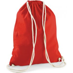 Sporten/zwemmen/festival gymtas rood met rijgkoord 46 x 37 cm van 100% katoen - Kinder sporttasjes