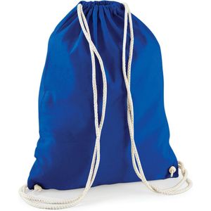 Sporten/zwemmen/festival gymtas kobalt blauw met rijgkoord 46 x 37 cm van 100% katoen - Kinder sporttasjes