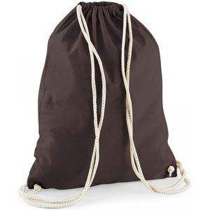 Sporten/zwemmen/festival gymtas bruin met rijgkoord 46 x 37 cm van 100% katoen - Kinder sporttasjes