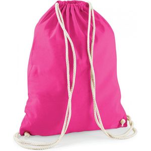 Sporten/zwemmen/festival gymtas fuchsia roze met rijgkoord 46 x 37 cm van 100% katoen - Kinder sporttasjes