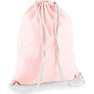 Sporten/zwemmen/festival gymtas pastel roze met rijgkoord 46 x 37 cm van 100% katoen - Kinder sporttasjes