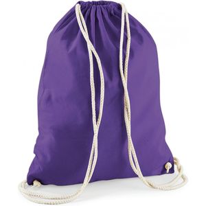 Sporten/zwemmen/festival gymtas paars met rijgkoord 46 x 37 cm van 100% katoen - Kinder sporttasjes